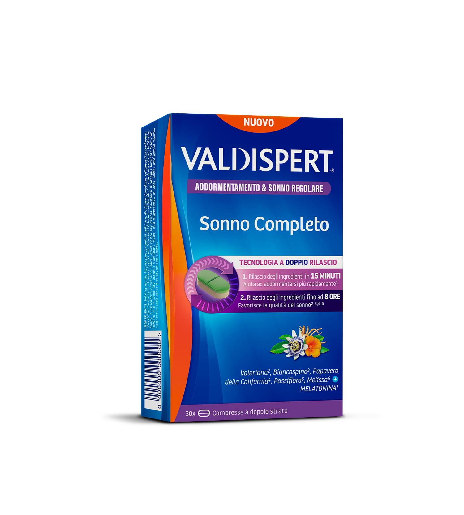 valdispert-sonno-completo-con-melatonina-30-compresse-doppio-rilascio-8h image 1